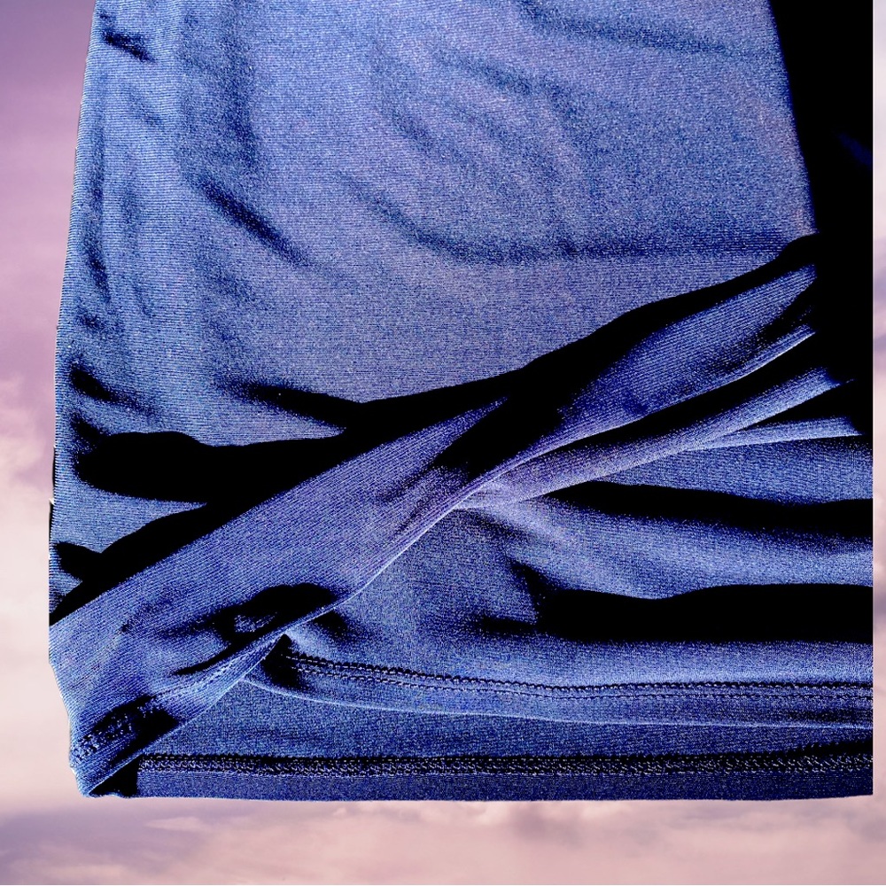 Laundry by Shelli Segal Draped Blue Chiffon Studded Stretch Shift Dress Size 8 - Picture 8 of 10